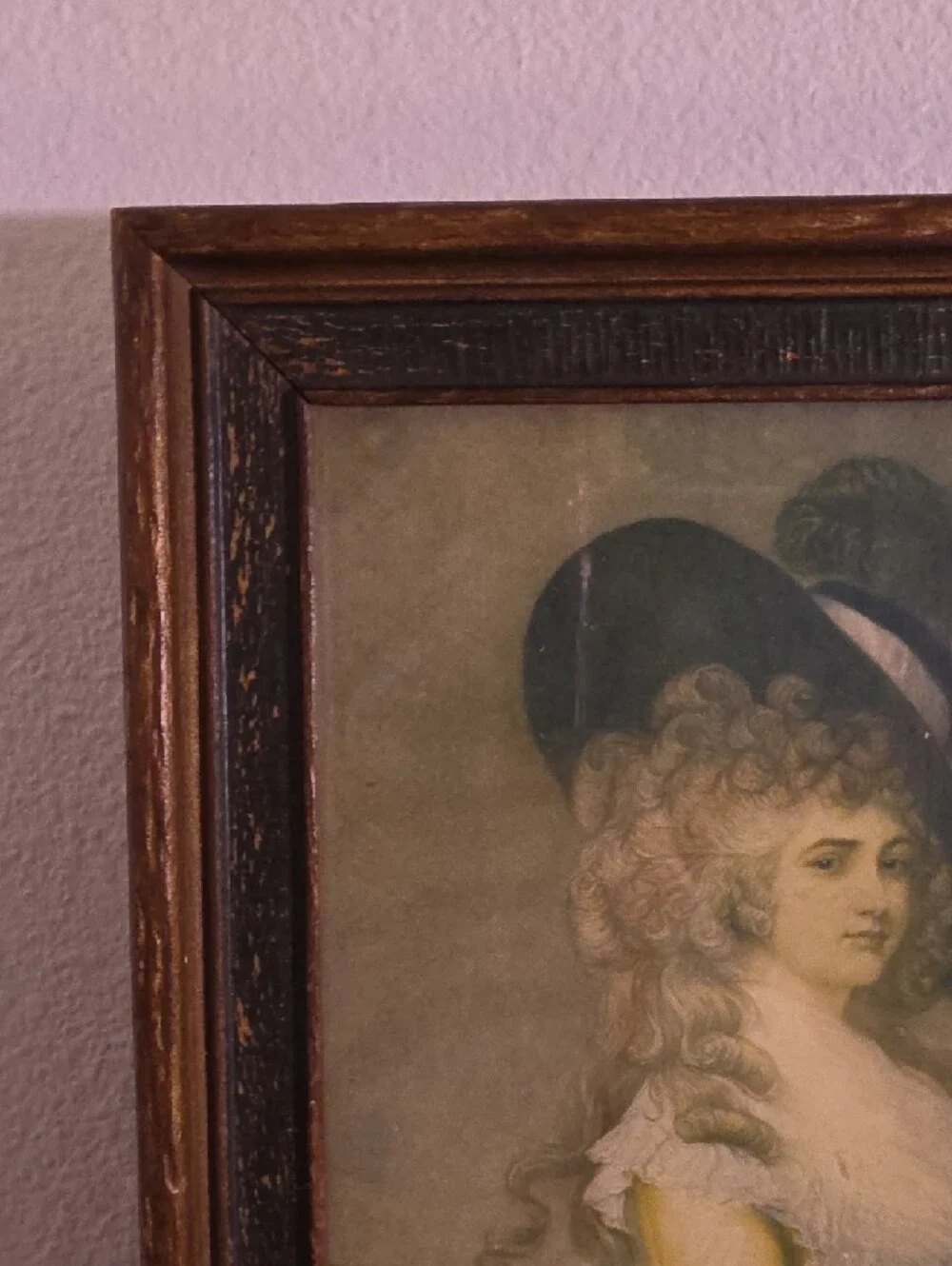 Antique Edwardian Style Framed Triptych Mirror with Victorian Portraits